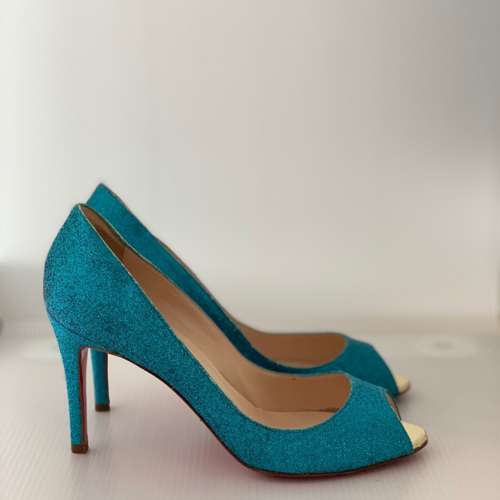 Christian Louboutin Glitter Peep - Toe Pumps